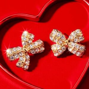 Elegant Gold Bow Earrings